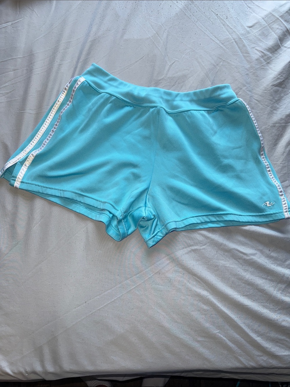 Athletic Works Aqua Blue Women's Athletic Shorts with White Side Trim